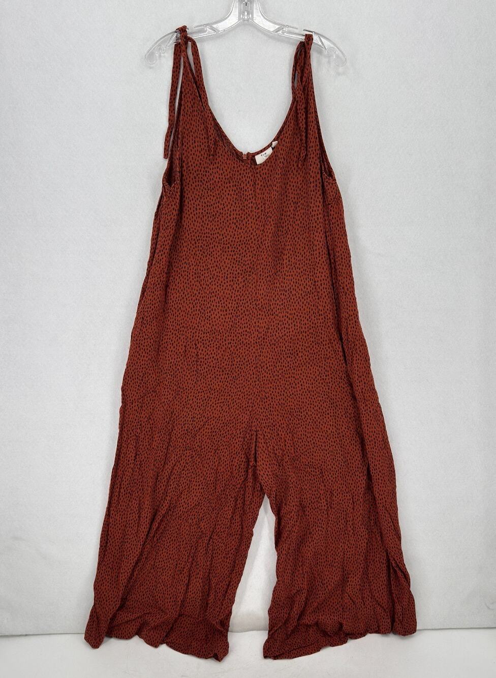 ELK Oens Rust Black Animal Print Wide Leg Casual Sleeveless Jumpsuit Sz 12